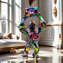 Boho-Stil bunte Gorilla Statue - Harz Tierskulptur für Zuhause, Büro & Schreibtisch Dekoration