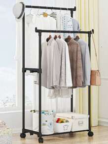 1pc Large Household Bestselling Simple Movable Coat Rack,Balcony Clothes Drying Rack,Floor Standing Storage Rack For Shoes & Hats
