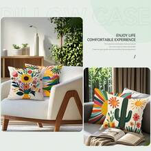 4er Set Kaktus Design Kissenbezüge - 1 Stück Pfirsich Samt Zierkissenbezug 45cm*45cm - Verschiedenfarbig - Übersicht 6