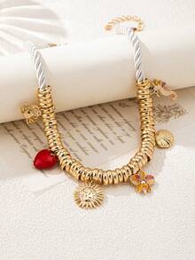 1 件多色海洋主题时尚个性化甜美项链精致高端锁骨链女士 - 彩色 - 查看 6