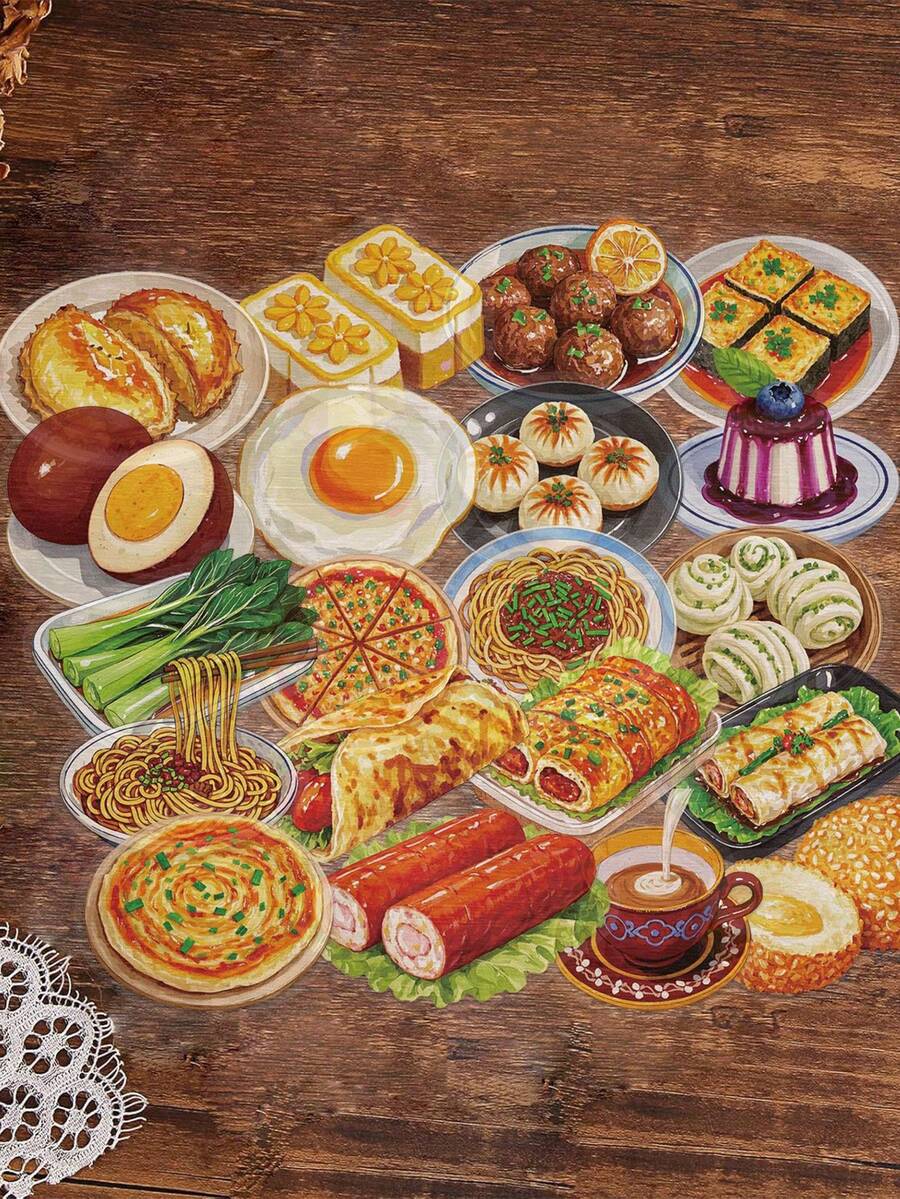 50pcs Transparent Chinese Cuisine Food Stickers, Waterproof Clear PET Scrapbooking Stickers For Planner, Guitar, Notebook, Phone,School Supplies,Back To School - Multicolor - View 1