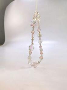 1 pieza Correa de teléfono móvil hecha a mano con cuentas y flores de vidrio para funda de teléfono o cámara, correa para cámara CCD, regalo para madre, familia, amigos, cumpleaños, festivos, accesorio para teléfono, cadena de teléfono - Multicolor - Ver 2