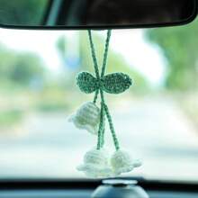 1pc Handmade Knitted Rear View Mirror Pendant Ornament - Cute Car Accessories Aesthetic - Kawaii Decor For Car And Home Decorative Pendants