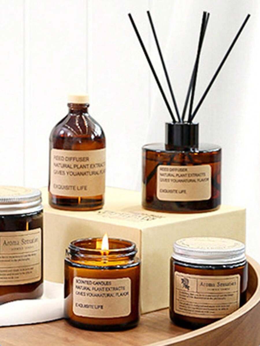 1 pièce Bougie parfumée à la cire végétale, bougie parfumée multifonction moderne pour la maison - Multicolore - Voir 1