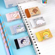 Animal Series Paper Wrapped Erasers, Can Be Cut Into Cross Section With Filling Pattern, Beautiful School Supplies Office Supplies Pencil Case, Automatic Pencil, Doodling Drawing Exam Eraser, Seal, Penguin, Puppy Pattern Cute Erasers, Party Favors Birthday Gifts, School Supplies,Back To School