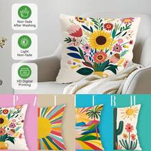 4er Set Kaktus Design Kissenbezüge - 1 Stück Pfirsich Samt Zierkissenbezug 45cm*45cm - Verschiedenfarbig - Übersicht 4
