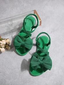 Nuovi arrivi, sandali piatti da donna taglie forti, con punta tonda, decorati con fiocco elasticizzato, minimalisti e comodi, sandali casual estivi alla moda, da spiaggia, con punta aperta e slip on - Verde - Visualizzare 6