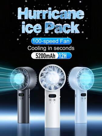 1 Pc Portable Air Conditioner Fan, Handheld Ice Cooling And Low Noise Operation, Adjustable Speed (1-100) Turbine Mini Fan, USB Chargeable, Digital Display, Suitable As Gift For Women/Men For Travel/Camping/Outdoor