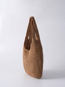 Tropiscape Gusure 大容量编织手提包 夏季草编手提包 女士波西米亚风单肩包 女士包 沙滩必备 夏季女包 非常适合旅行、度假、假日和海滩 书包 度假氛围 休闲海滩 秋季 圣诞节 冬季 圣诞礼物 - 卡其色 - 查看 10