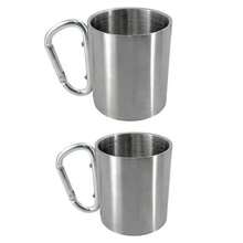 Stainless Steel Double-Layer Water Cup, Metal Coffee Mug, Outdoor Camping Hanging Cup, Mountaineering Carabiner Handle, 200ml/300ml Options, Suitable For Outdoor Camping, Picnics And Outdoor Adventures - Silver - View 12