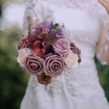 Artificial Flowers Combo, Champagne Silk Roses, Peonies, Dahlias With Stems For DIY Wedding Bouquets, Baby Shower, Table Centerpieces, Home Decor, Fake Floral Arrangements, Party Decorations - 塵土飛揚的玫瑰 - 查看 5