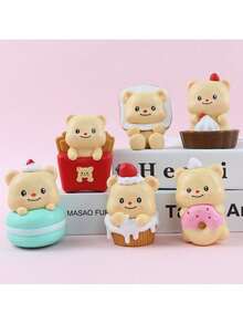 New Cream Bear Blind Box Figurines, Cute Snoring Mini Bear Decor Desktop Ornaments (Blind Box, Random Style) - Multicolor - View 8