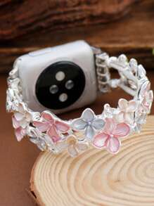1pc Women's Fashion Colorful Flower Zinc Alloy Elastic Bracelet Band Strap Compatible With Apple Watch Band Strap 38mm 40mm 41mm 42mm 44mm 45mm 49mm (S10 42)Mm (S10 46)Mm,Boho Flower Painted Oil Metal Strap Compatible With Iwatch Series Ultra 2 S10 SE 9 8 7 SE 6 5 4 3 2 1, Fine Women Fashion Watch Accessories, Smart Watch Strap/Band, Unique Personalized And Style Strap, Party, Banquet, Valentine's Day/Mother's Day Gifts,Fashion Accessory