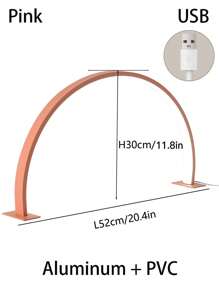 1PC 14-Inch/20-Inch Acrylic Nail Lighting Lamp, Semi-Circular Nail And Beauty Lighting Desk Lamp, LED Lighting Desk Lamp, USB-Powered, Suitable For Commercial Nail Lighting, Beauty Lighting Lamps, White/Pink.