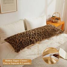 SKKRE20x54 Fluffy Leopard Print Body Pillow Cover Cheetah Print Plush Fuzzy Faux Fur Body Pillowcase With Zipper Farmhouse Shaggy Furry Long Pillow Cover For Pregnant Women Side Sleeper Brown5f3z - CheetahPrintBrown - View 3