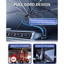 SKKREWindshield Sun Shade With 360 Pull Cord AntiScratch Handle Upgraded Sunshade For Car Windshield With DoubleLayer Fabric Car Umbrella Front Sun Shades Cover For Most Vehicles5g4s - Grey(PullCordHandle) - View 3