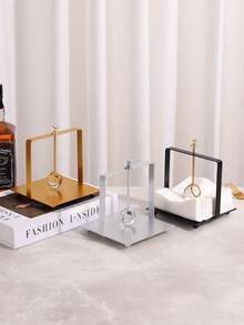1pc Luxury Metal Square Paper Towel Holder, Elegant Napkin/Tissue Box Desktop Organizer - Multicolor - View 2