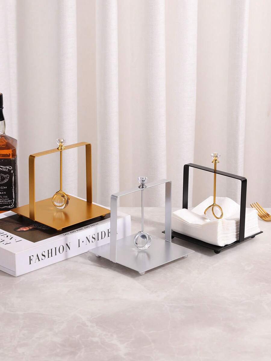 1pc Luxury Metal Square Paper Towel Holder, Elegant Napkin/Tissue Box Desktop Organizer
