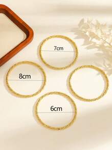 Set de 4 pulseras tipo brazalete vintage trenzadas de 3 hilos, chapadas en oro de 24k, aptas para uso diario, bodas, reuniones y regalos festivos