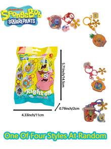 Nickelodeon 1PC SpongeBob SquarePants Officially Licensed SpongeBob SquarePants Keychain Blind Box Surprise Box DIY Cartoon Shaker Series Bags Mobile Phone Purse Key Fashion Accessories Cartoon Cute Style Decoration Collectibles Random One Christmas Party Gifts