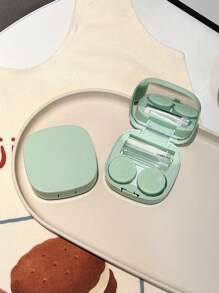 1pc Classic Retro Solid Color Portable Leakproof Contact Lens Box Kit With Mirror&Remover Tool, Contact Lens Container Soak Storage Kit For Travel&Home Eye Contacts Contact Lenses For Eyes Colored Contacts Halloween