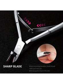 3 Pieces Of Professional Cuticle Trimmer, Dead Skin Pliers, Nail Cuticle Cutter, Stainless Steel Cuticle Pliers With Sharp Blades, Nail Clippers, Nail Art Tools, Double Spring Nail Care, Foot Nail Tools (Silver) - 彩色 - 查看 7