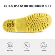 HISEA Men's Rain Boots Waterproof, Garden Fishing Outdoor Work PVC Boots, Durable Slip Resistant Boots For Agriculture And Industrial Working - Black+Yellow - View 6