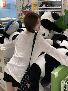 Women Loose Fit Printed Lightweight Sun Protection Casual Long Sleeve T-Shirt, Summer - White - View 2