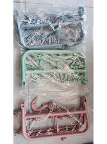 1pc Plastic Clothes Drying Rack With 32 Hooks, Foldable And Drip-Proof Design, Suitable For Hanging Clothes, Underwear, Socks And Plus Size, Not For Coats, Dresses, Pants, Shoes, Jeans, Thick Skirts, Spring/Summer Tops, Ergonomic Design, Electricity-Free Space Saving Sock And Underwear Drying Rack, Home, Bathroom, Dorm Wardrobe Storage Organizer