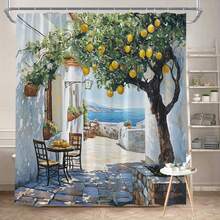 1pc Vintage Surf Bus Shower Curtain, Non-Light-Blocking Polyester Fabric With Hooks, Windows And Walls Bathtub Bathroom Home Decoration Shower Curtain, All Season Universal Bathroom Accessories Back To School - Multicolor - View 1