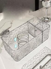 1 Pc Luxury Tissue Box With Spring Dispenser, Multifunctional Plastic Remote Control Holder, Suitable For Living Room And Dining Table, Rectangular Design Simple & Elegant, Fits Various Scenarios