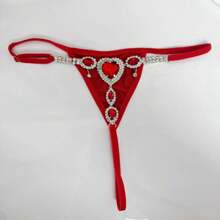 2025 Nova Calcinha Elástica com Borla de Cristal Vermelho, Conjunto de Corpo Maiô Bikini Ajustável com Strass para Mulheres, Lingerie Íntima
