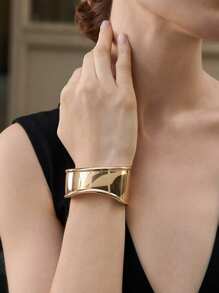 1 buc brățară metalică deschisă, la modă, asimetrică, cu formă, ușoară și unică, cadouri de Crăciun pentru iarnă