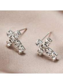 Sparkling Crystal Cross Stud Earrings – Elegant And Petite Earrings Featuring Classic Cross Design Adorned With Dazzling Cubic Zirconia Stones In A Shiny Silver Tone Finish – Lightweight And Comfortable For Everyday Wear – Adds A Subtle Touch Of Faith And Sparkle To Any Outfit – Perfect For Daily Wear, Church Services, Religious Celebrations, Baptisms, And Confirmations – A Meaningful Gift For Christians – Secure Post Backs For Worry-Free Wear – A Timeless And Cherished Piece With Spiritual Elegance And Radiant Shine