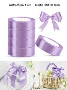 125 Yards/1 Inch Single-Sided 31-Color Solid Color Satin Ribbon Set, 125 Yards/1 Inch Wide Per Roll, Various Ribbons Suitable For Gift Wrapping, Christmas, Weddings, Parties, Flower Decorations