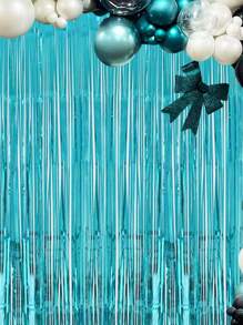 1pc 100*200cm, Glossy Lake Blue Birthday Party Background Decoration Plastic Rain Curtain, Birthday Party Background Decoration Hanging Banner Glossy Rain Curtain, Birthday Hanging Rain Curtain Decorations Decorations For Birthday Parties, Weddings, Festivals, Theme Party Background Decorations, Party Photo Props, Room Wall Decorations, Home Decorations