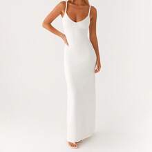 Women's Twisted Straps Bodycon Long Maxi Dress Summer Sleeveless Spaghetti Straps Slim Fit Deep V-Neck Backless Cami Dress Party Clubwear Holiday Beachwear Solid Color Tank Dress Sundress - 白色 - 查看 3
