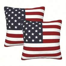 2 Pcs American Flag Pillowcases, 18x18 Inches - Modern Style, Soft Polyester, Machine Washable, Zipper Closure - Decorative Throw Pillow Covers For Living Room Sofa, Porch Swing Cushions, Without Pillow Insert