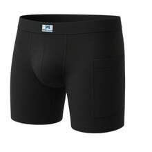 Men's Boxer Briefs With Side Pockets. Does Not Roll Up On The Legs And Is Highly Durable. - Negro - Ver 3
