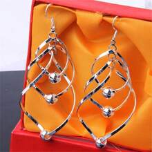 1 Paar gedrehter geometrischer Hänge-Ohrringe mit Metallspirale, dreifachem Kreis, verwirbeltem geschichtetem Ohrpiercing-Design, Anhänger-Ohrringe mit Silberplattierung für Damen und Mädchen für den täglichen Gebrauch
