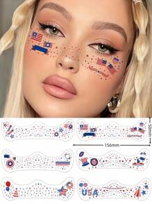 6 Sheets 4th Of July Face Tattoos Star Face Stickers 4th Of July Decorations Freckle Tattoo Red White And Blue Makeup Stickers Independence Day Accessories For Party Festivals