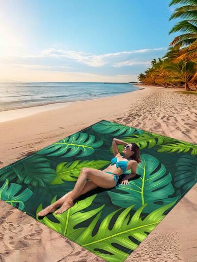 1pc New Outdoor Waterproof Anti-Sand Digital Printed Picnic Mat/Beach Towel, Fashion Exquisite Pattern, Suitable For Camping And Picnic