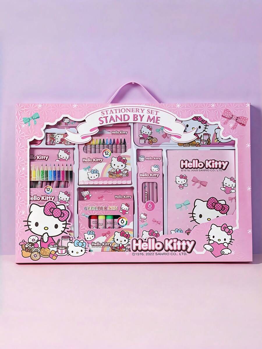 Sanrio Set de papelería Sanrio, caja de regalo de Sanrío Kuromi, útiles escolares MY Melody, suministros de vuelta al colegio, artículos escolares, lápices, borradores de lípics, perro Yugui, Mel Kitty, Hello Kittie, Set lujoso SANRIO, set de regalos para niños. Adecuado para regalar a niños como un regalo ideal de cumpleaños. , regalos de regreso a la escuela