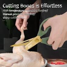Heavy Duty Kitchen Shears, Titanium Coated Blades, Sharp & Durable, Comfortable Grip Handle, Easily Cuts Meat, Seafood, Vegetables, Suitable For Home Kitchen, Office, Restaurant, Outdoor Use, Stylish Gold Color - Multicolor - View 6