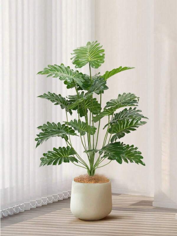18 hojas de plátano falsas altas de 82 cm con tallos, hojas falsas de palma de ave del paraíso de imitación, hojas verdes de plantas tropicales, flores, jungla, playa, fiesta, hogar, jardín, decoración de boda sin maceta