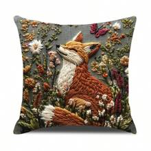 Vintage Elephant & Dog Print Pillowcase, Boho Style Cushion Cover For Home, Living Room, Sofa Decor