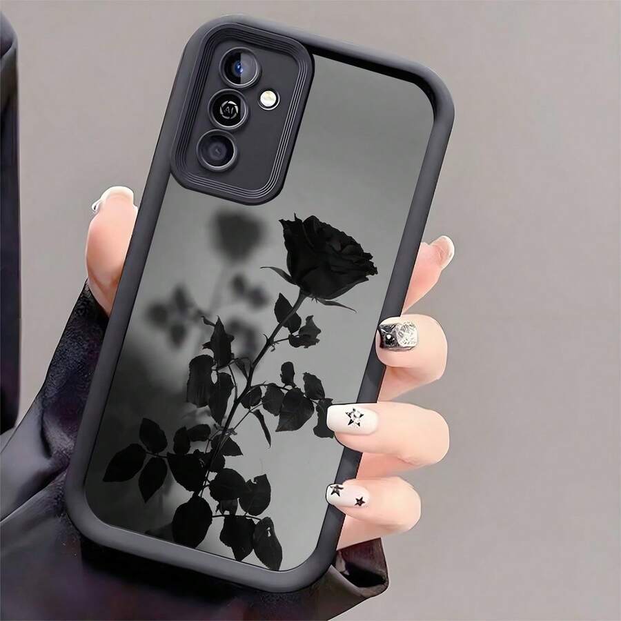 1个反光玫瑰花防摔手机壳,加厚防滑保护套,兼容 17/17 Air/17 Pro/17 Pro Max,兼容荣耀、红米、三星Galaxy,国际版,非国内版 - 黑色 - 查看 1