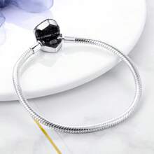 PARCOM 1pc Heart-Shaped Silver Plated Bracelet, Fashionable & Charming New Design, Multifunctional DIY Beaded & Pendant Jewelry Making Accessory, Suitable For Daily Wear And Gift-Giving, Perfect Bracelet Jewelry Gift For Birthday, Festivals