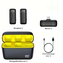 SIYAA 专业无线领夹式麦克风，具备自动配对技术、24小时充电盒和双重降噪功能 | 即插即用领夹式麦克风，兼容和PC，非常适合采访、ASMR、在线课程、Vlog、直播等应用场景。 - Lightning - 查看 15