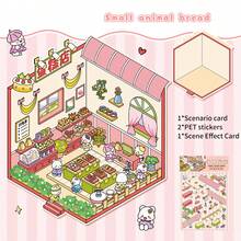 2 Sheets Cartoon Animal Landscape 3D Sticker + 1 Sheet Scenery Backdrop Card Paper, DIY Scrapbook Stickers, School Supplies,Back To School - Multicolor - View 13